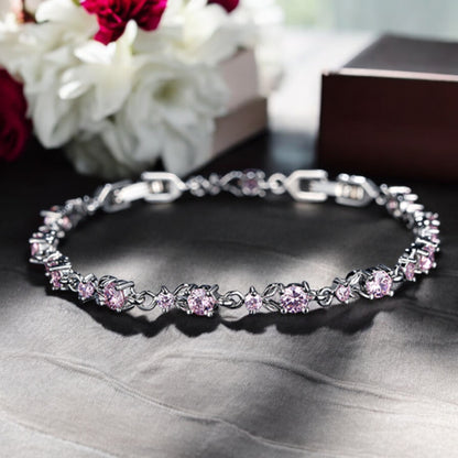 Silver Platinum Purple Zircon Stone Ladies Bracelet Bangle - Denoss