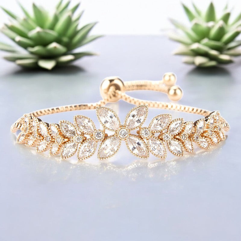 Gold Platinum Marquise Flower Bracelet - Denoss