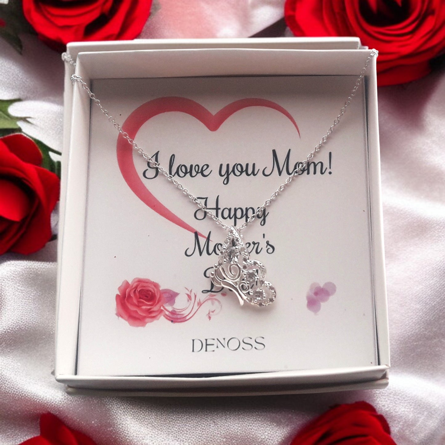 Unique Butterfly Diamond Silver Necklace