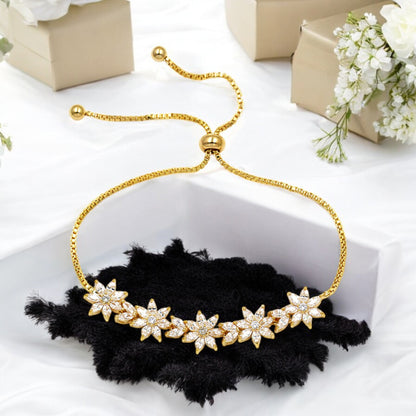 Gold Platinum Marquise Flowers Bracelet - Denoss