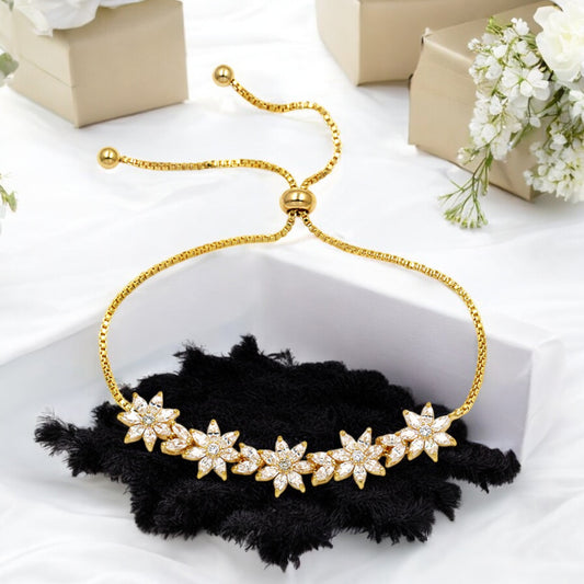 Gold Platinum Marquise Flowers Bracelet - Denoss