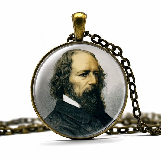 ALFRED LORD TENNYSON Necklace,English, Poet,Victorian Era,Art Pendant Necklace,Glass Pendant Necklace - Denoss