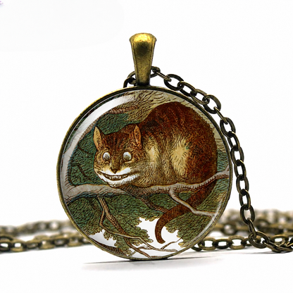 Alice in Wonderland Necklace,Alice In Wonderland Jewelry,Cheshire Cat,Fairy Tale Necklace