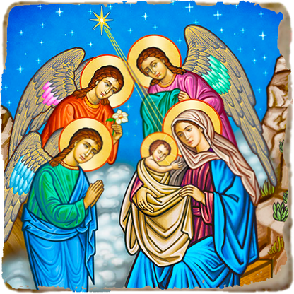 And the Angels Were Amazed Icon,Marble Icon,Handmade,Prayer gift,Christian Icon