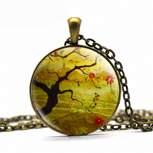 Apple Tree art necklace,orchardist apple grower gift,Paul Ranson art,nature jewelry - Denoss