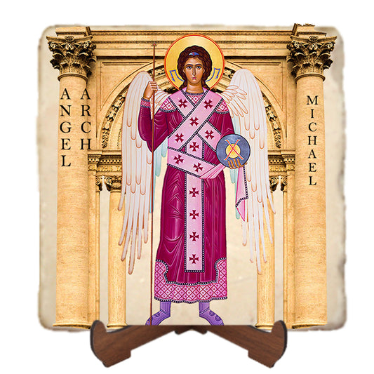 Archangel Michael Icon,Marble Icon,Handmade,Baptism gift,Christian Icon