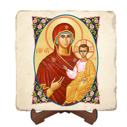 Byzantine Madonna,Marble Icon,Handmade,Baptism gift,Christian Icon