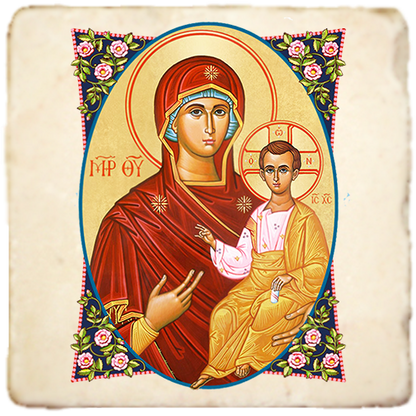 Byzantine Madonna,Marble Icon,Handmade,Baptism gift,Christian Icon