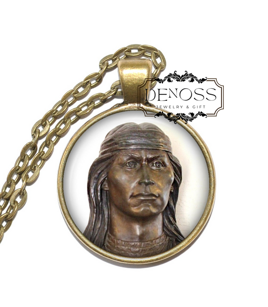 COCHISE Necklace,Apache,Chihuicahui,Chokonen,Chiricahua,Leader,Native American,Leader,Chief,Glass Pendant