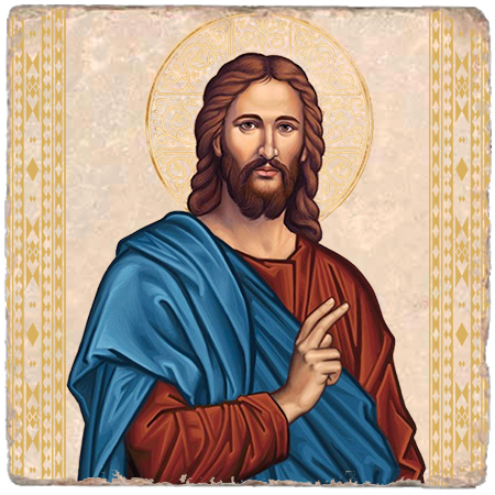Christ Blessing Icon Marble Icon,Handmade,Baptism gift,Christian Icon