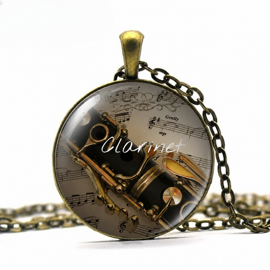 Clarinet and Music necklace,music student or teacher gift,Clarinet player gift,music jewelry