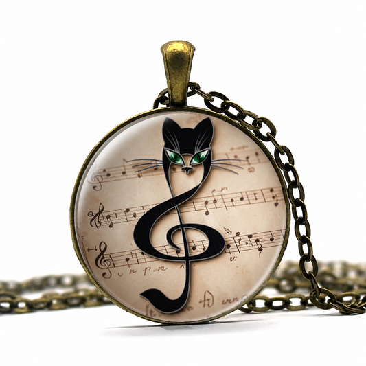 Music Cat Pendant Necklace,Music Necklace - Denoss