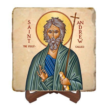 St.Andrew Icon,Men Saints,Marble Icon,Handmade,Prayer gift,Christian Icon