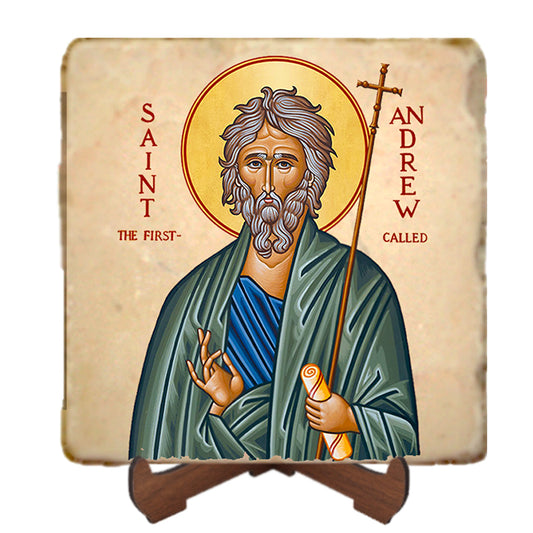 St.Andrew Icon,Men Saints,Marble Icon,Handmade,Prayer gift,Christian Icon