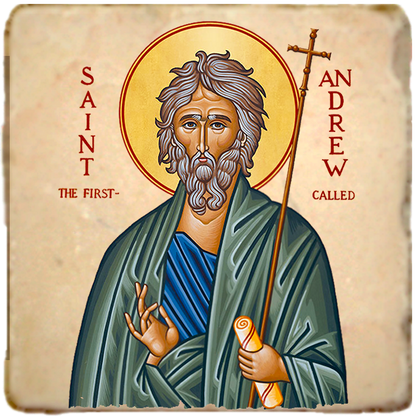 St.Andrew Icon,Men Saints,Marble Icon,Handmade,Prayer gift,Christian Icon