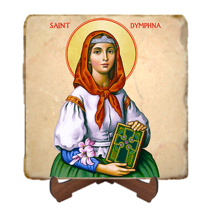 St.Dymphna Icon,Women Saint,Marble Icon,Handmade,Prayer gift,Christian Icon