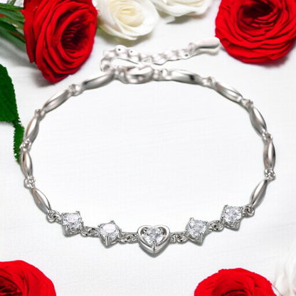 Gorgeous zircon women bracelet with white gold heart - Denoss