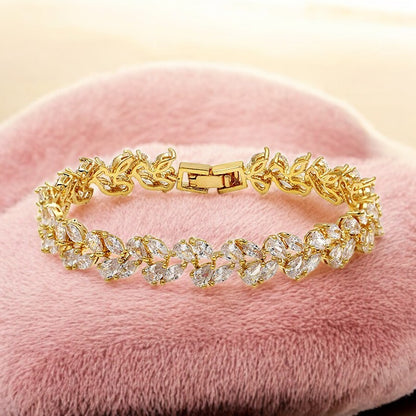 Gold and Platinum Marquise Tennis Bracelet - Denoss
