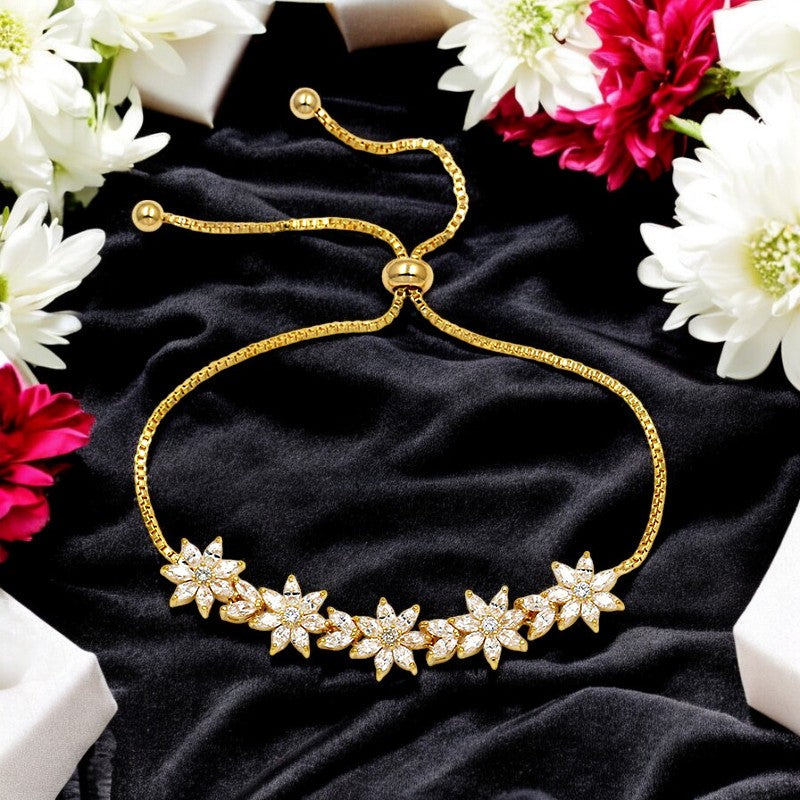 Gold Platinum Marquise Flowers Bracelet - Denoss