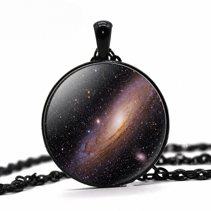 Andromeda Nebula Pendant Necklace,Handmade Galaxy Cosmos Space Jewelry