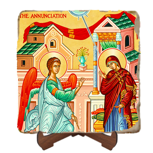 Annunciation Icon,Marble Icon,Handmade,Prayer gift,Christian Icon