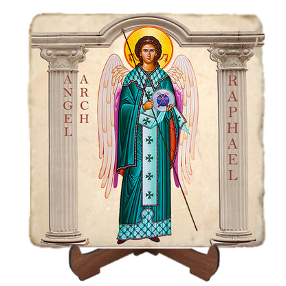 Archangel Raphael Icon,Marble Icon,Handmade,Baptism gift,Christian Icon