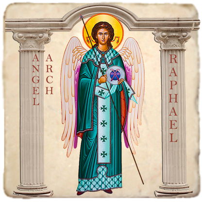 Archangel Raphael Icon,Marble Icon,Handmade,Baptism gift,Christian Icon