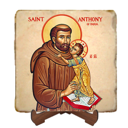 St.Anthony of Padua Icon,Men Saints,Marble Icon,Handmade,Prayer gift,Christian Icon