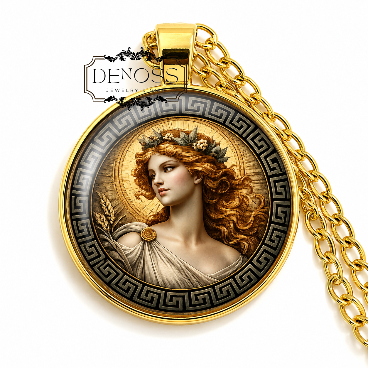 AGLAEA Necklace,Goddess of Beauty,Goddess of Splendor,Goddess of Glory,Goddess of Adornment,Greek,Glass Pendant