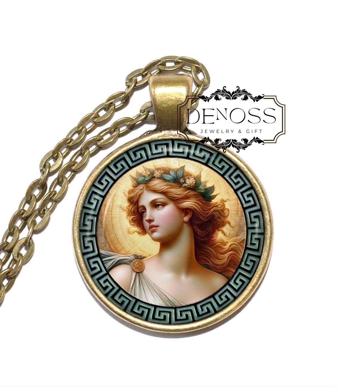 AGLAEA Necklace,Goddess of Beauty,Goddess of Splendor,Goddess of Glory,Goddess of Adornment,Greek, Glass Pendant