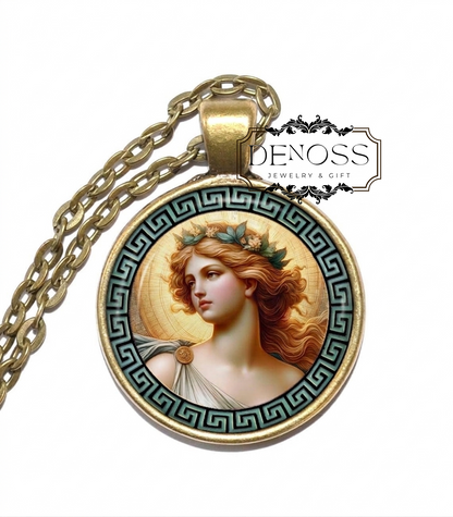 AGLAEA Necklace,Goddess of Beauty,Goddess of Splendor,Goddess of Glory,Goddess of Adornment,Greek, Glass Pendant