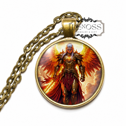 ANGEL NURIEL Necklace,Fire of God Amulet,Symbol of Divine Strength,Purification & Transformation,Spiritual Jewelry