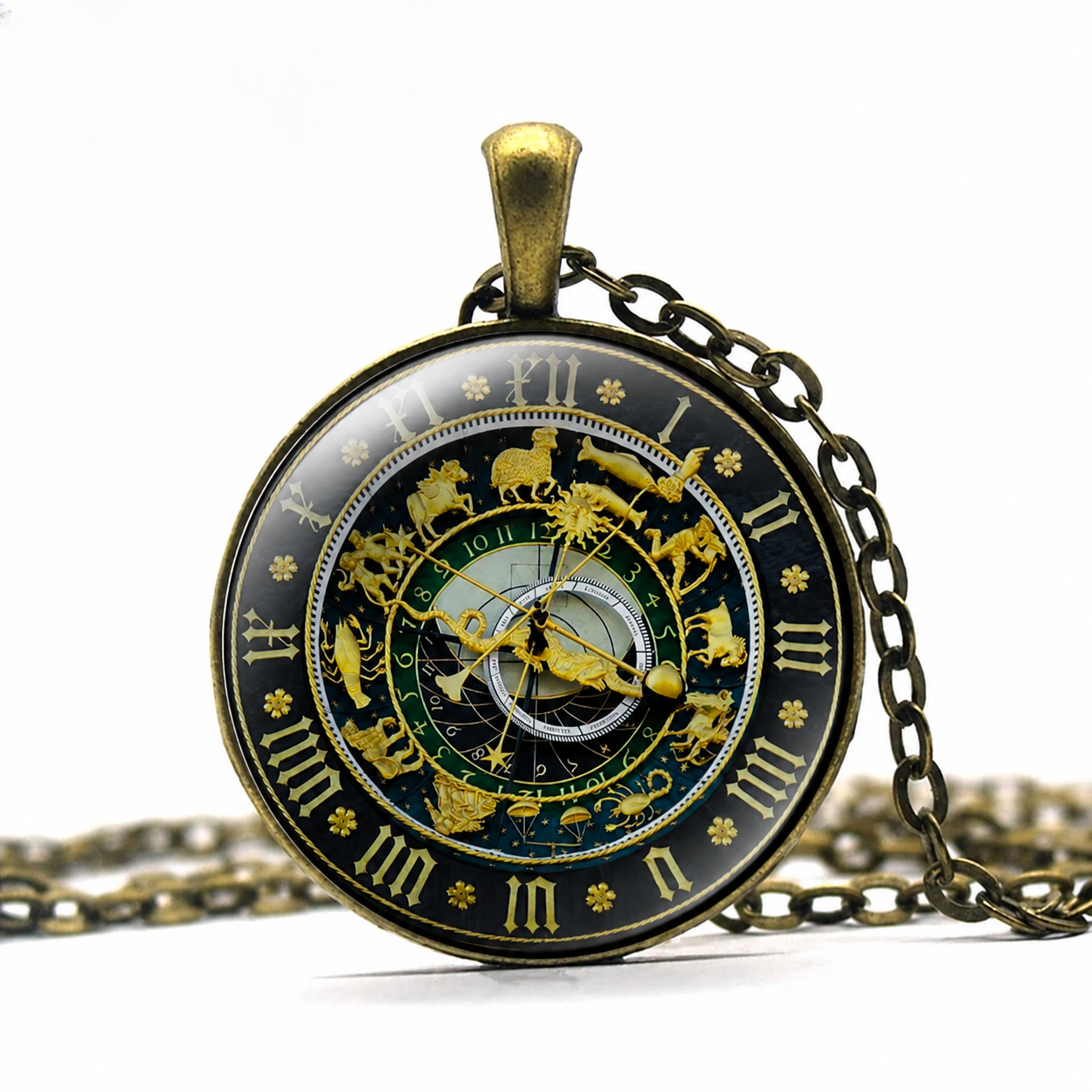 Astronomical Clock Pendant Necklace,Prague and Ulm Clock necklace,Prague Pendant Gift,Steampunk Astrology Gift,Clock Necklace