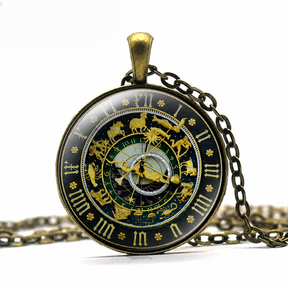 Astronomical Clock Pendant Necklace,Prague and Ulm Clock necklace,Prague Pendant Gift,Steampunk Astrology Gift,Clock Necklace