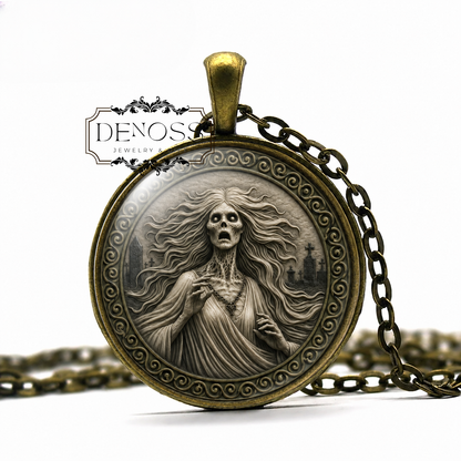 BANSHEE Celtic Necklace,Folklore,Caoine, Wailing,Warning of Death,Omen of Death,Fear,Reverence,Art Pendant Necklace