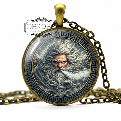 BOREAS Necklace,God of the North Wind,God of Winter,Anemoi,Wind God,Greek,Mythology,Glass pendant