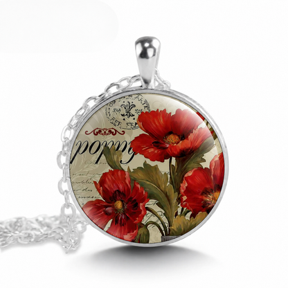 Birth Flower Poppy necklace,gift for Leo August Birth Flower jewelry,Birth Flower gift
