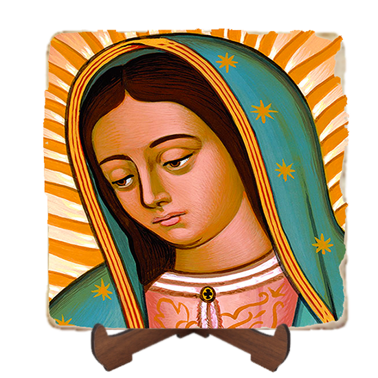 Face of Guadalupe,Marble Icon,Handmade,Baptism gift,Christian Icon