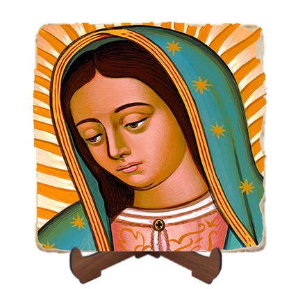 Face of Guadalupe,Marble Icon,Handmade,Baptism gift,Christian Icon
