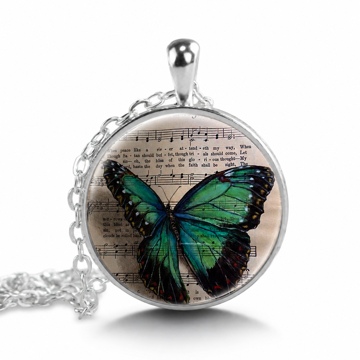 Musical Butterfly Pendant Necklace,Butterfly Necklace, Musical Pendant