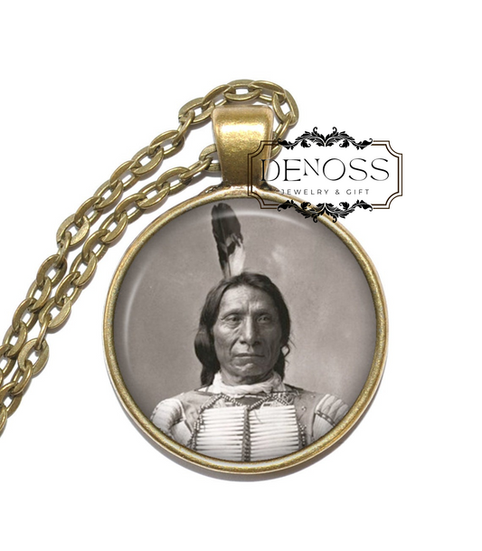 RED CLOUD Necklace,Maȟpíya Lúta,Oglala Lakota,Sioux,Indian,Native American,Leader,Chief,Art Pendant Necklace