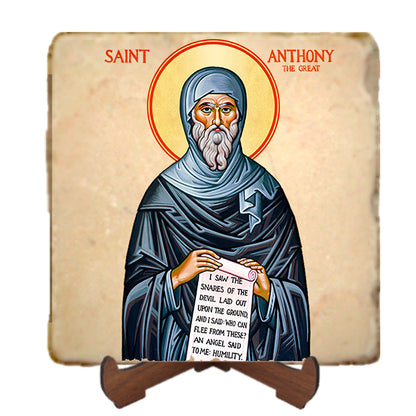 St.Anthony the Great Icon,Men Saints,Marble Icon,Handmade,Prayer gift,Christian Icon