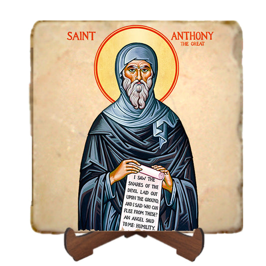 St.Anthony the Great Icon,Men Saints,Marble Icon,Handmade,Prayer gift,Christian Icon