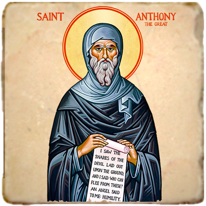 St.Anthony the Great Icon,Men Saints,Marble Icon,Handmade,Prayer gift,Christian Icon