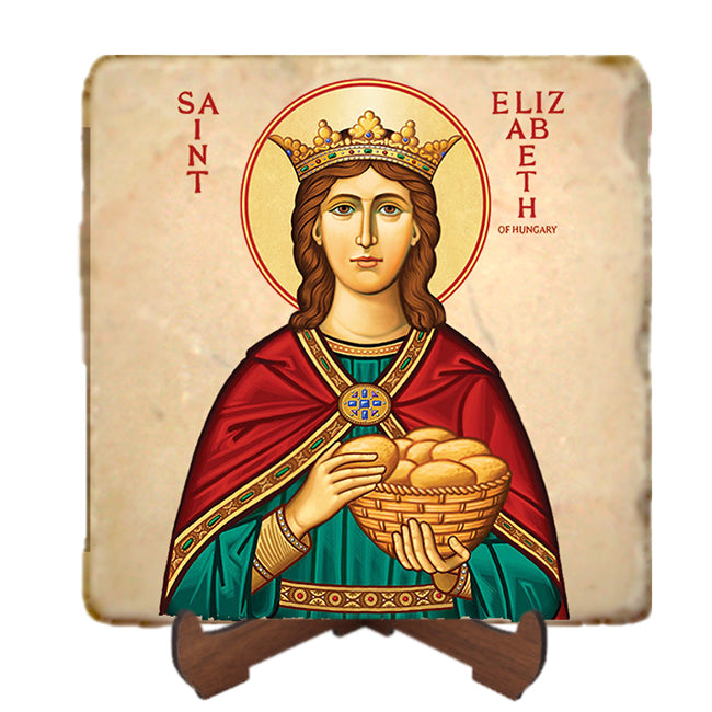 St.Elizabeth of Hungary Icon,Women Saint,Marble Icon,Handmade,Prayer gift,Christian Icon