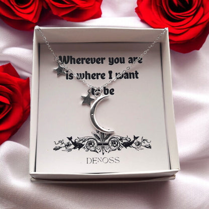 Stars Moon Silver Necklace