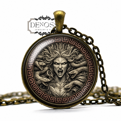 ALECTO  Mythology Necklace,Goddess of Vengeance,Goddess of Moral Retribution,Furies, Erinyes,Greek,Mythology,Glass pendant