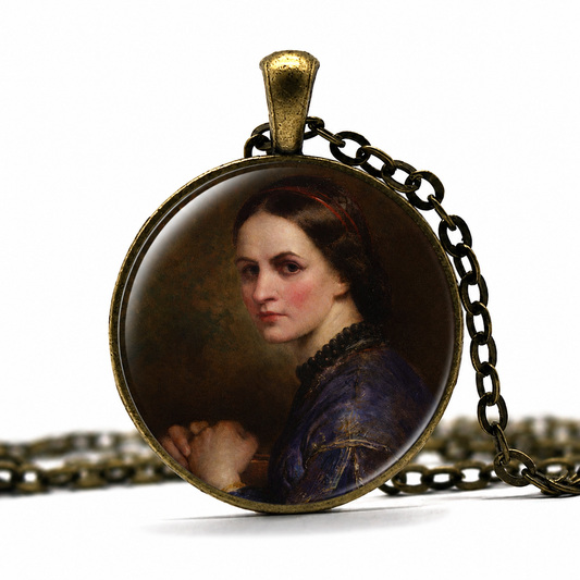 ANNE BRONTË Necklace,Author,Writer, Novelist,Poet,English,Art Pendant Necklace,Glass Pendant Necklace Handmade Jewelry - Denoss