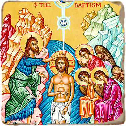 Baptism of Christ Icon,Marble Icon,Handmade,Prayer gift,Christian Icon