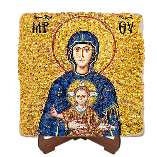 Hagia Sophia Madonna,Marble Icon,Handmade,Baptism gift,Christian Icon